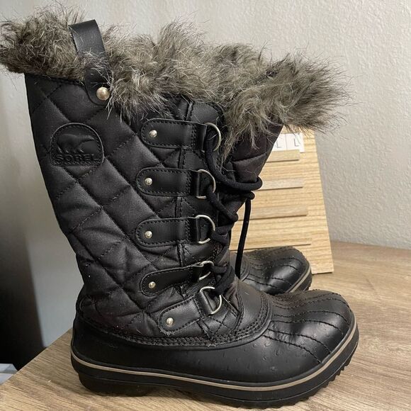 Sorel Women’s 8 Black Tofino II Lace Up Faux Fur Boots - Picture 1 of 8